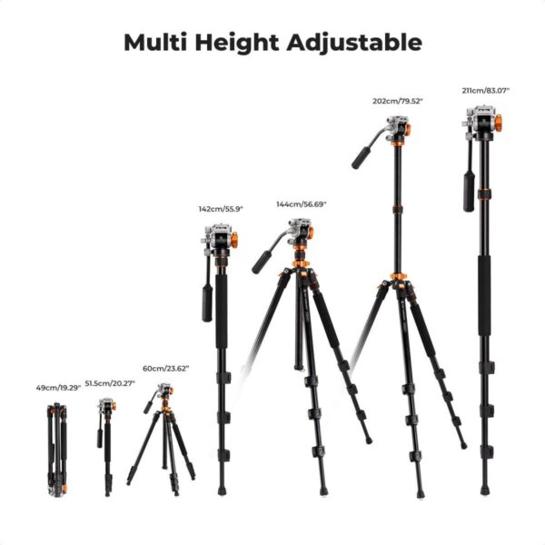 k&f concept k234a7+fh 03 video tripod