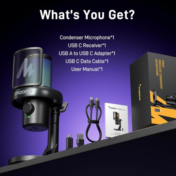 maono dm40 usb / wireless gaming desktop microphone