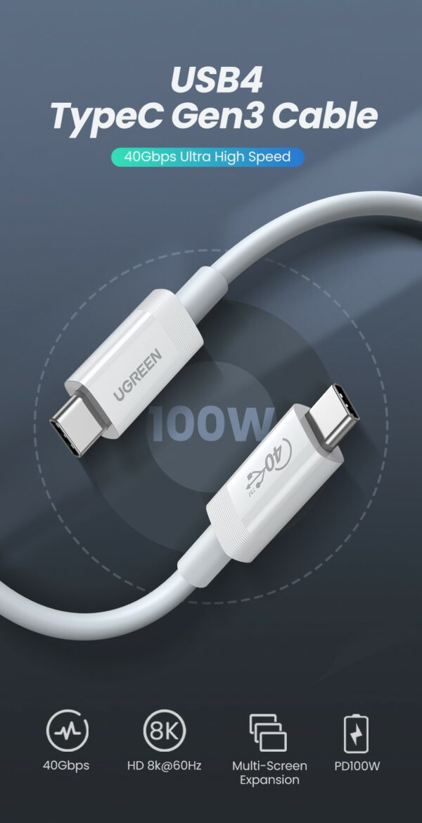 ugreen 40113 usb4 charging cable 0.8m 40gbps