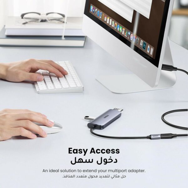 ugreen 40574 usb type c male to female extension cable 0.5m (black)