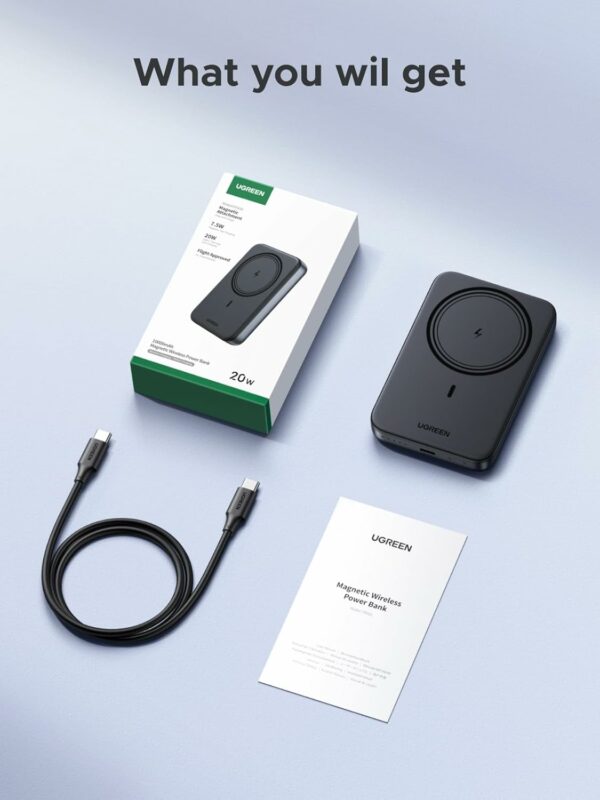ugreen 25919 10000mah magnetic wireless power bank space gray