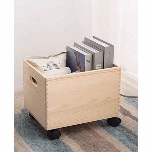 recycled wooden storage on caster wheels