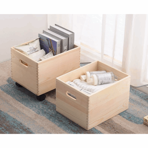 recycled wooden storage on caster wheels