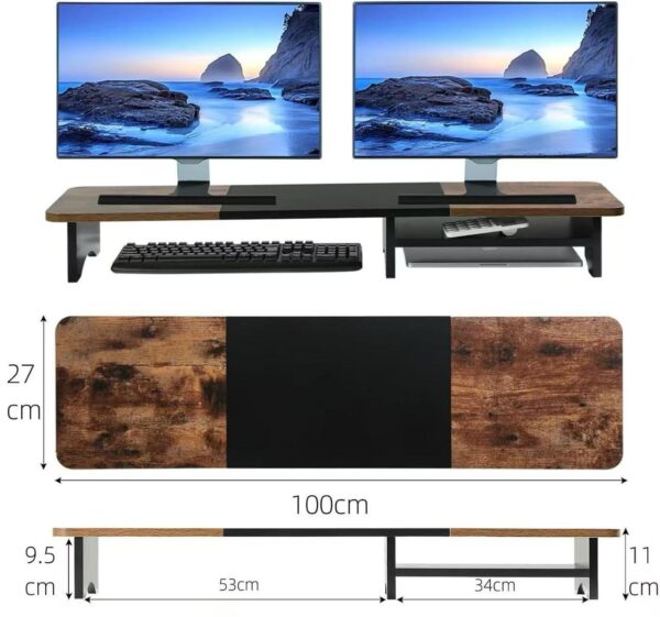 dual monitor premium wooden desk stand