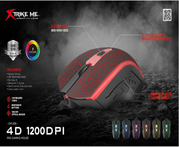 xtrike me backlit wired gaming mouse