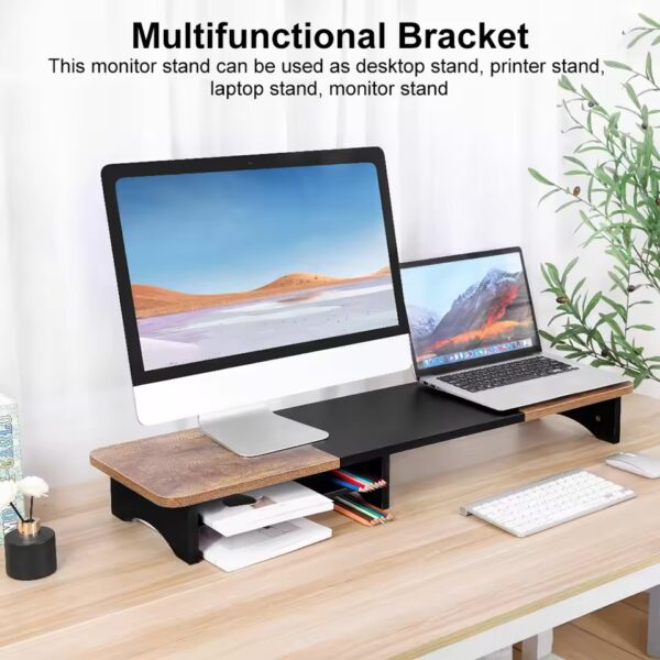 dual monitor premium wooden desk stand