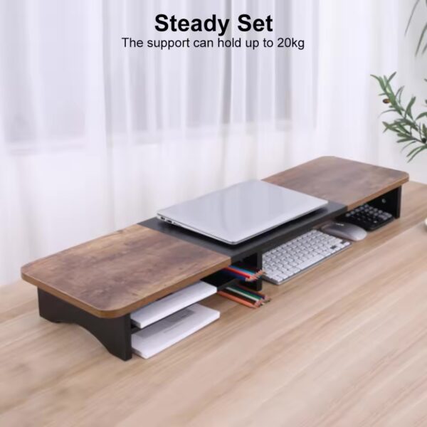 dual monitor premium wooden desk stand