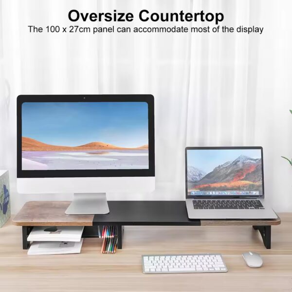 dual monitor premium wooden desk stand