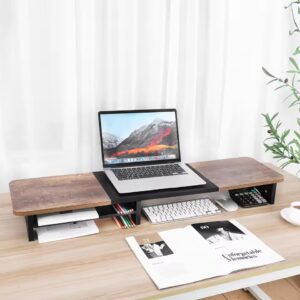 dual monitor premium wooden desk stand