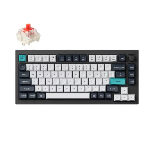 keychron q1 max wireless mechanical keyboard (gateron jupiter red, carbon black)