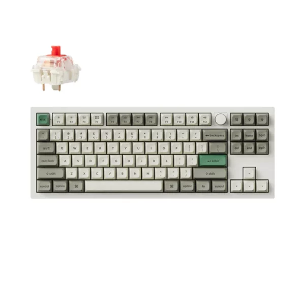 keychron q3 max wireless mechanical keyboard (gateron jupiter red, shell white)