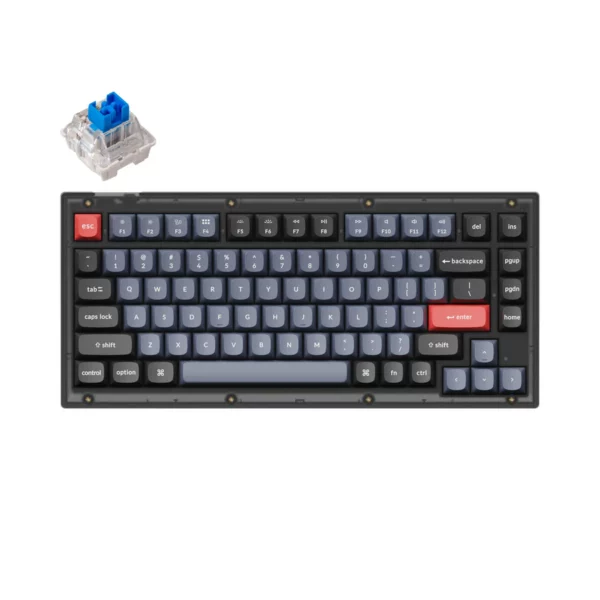 keychron v1 mechanical keyboard (k pro blue, frosted black translucent)
