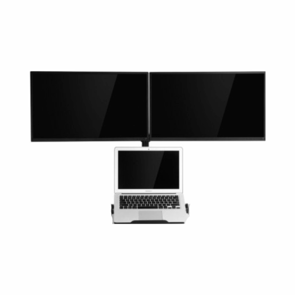 upergo ol 10t aluminum height adjust desktop dual 17 32" monitor holder + 12 17" laptop holder