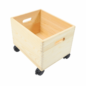 recycled wooden storage on caster wheels