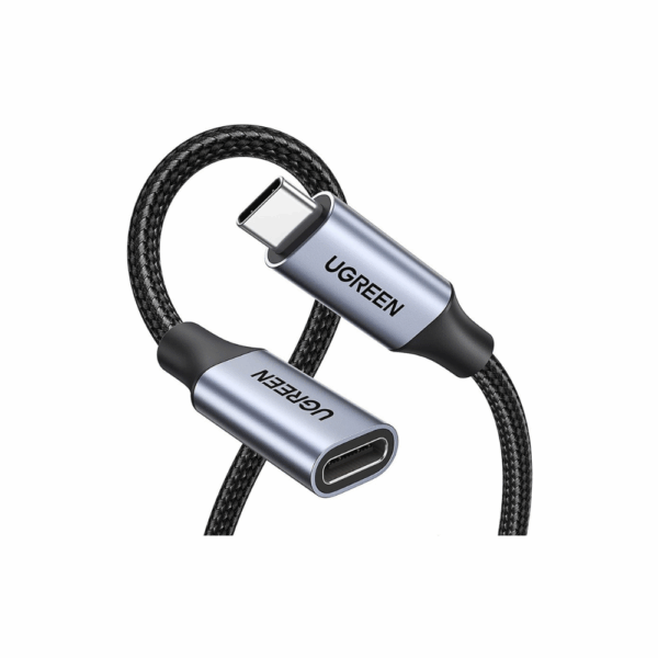 ugreen 30205 usb c male to usb c female gen2 alu case braided extension cable 1m (dark gray)