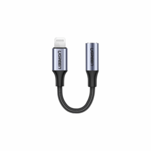 ugreen 30756 lightning m/f round cable aluminum shell with braided 10cm (black)