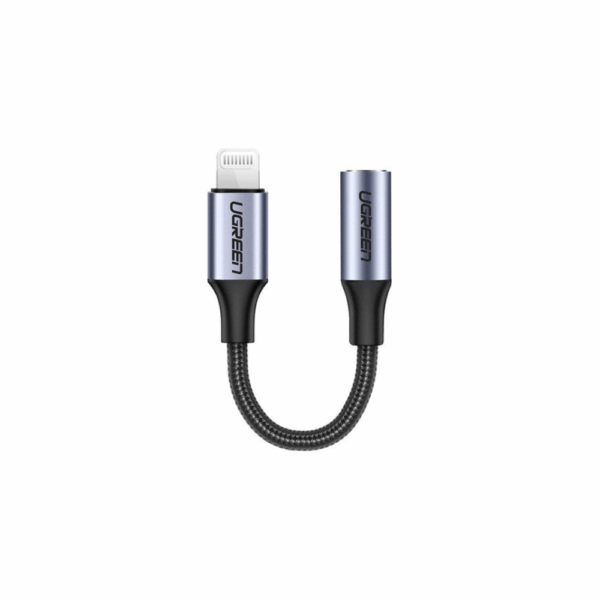ugreen 30756 lightning m/f round cable aluminum shell with braided 10cm (black)