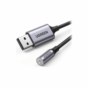 ugreen 30757 usb 2.0 to 3.5mm audio adapter aluminum alloy 25cm (dark gray)
