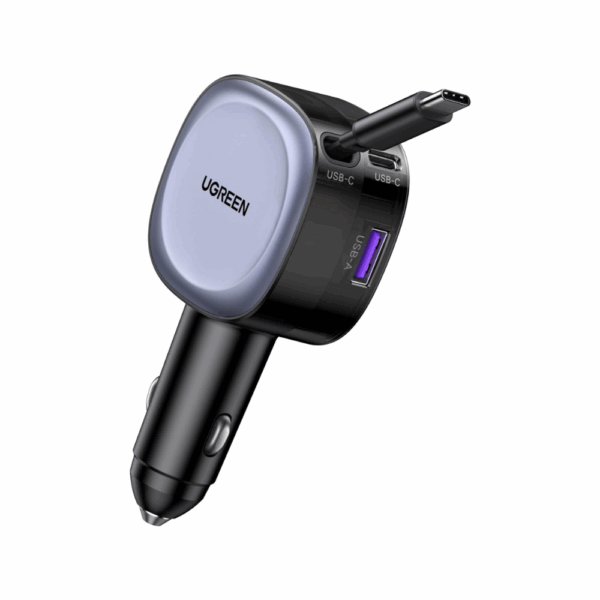 ugreen 55653 75w fast car charger with retractable cable