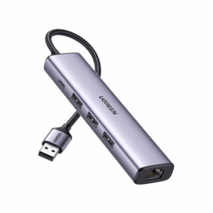 Ugreen - 60554 USB3.0 to 3×USB3.0 +RJ45 (1000M) Ethernet Adapter Type-C Power Supply
