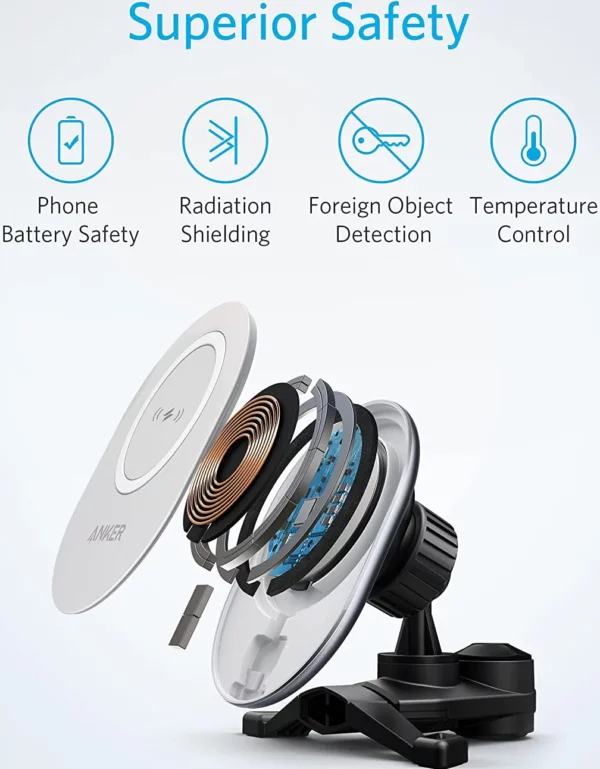 anker powerwave magnetic charging car mount (a2931hw1)