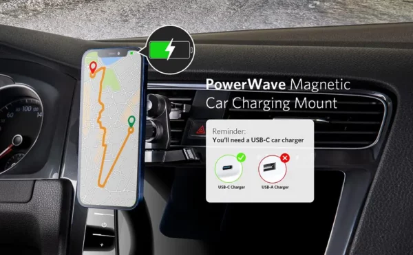 anker powerwave magnetic charging car mount (a2931hw1)