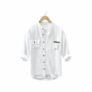 fashion loose top with standing collar white