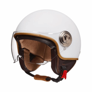 italian style vintage motorcycle helmet with visor (white)