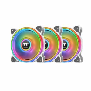 thermaltake riing quad 14 rgb radiator fan tt premium edition 3 fan pack white (controller included)