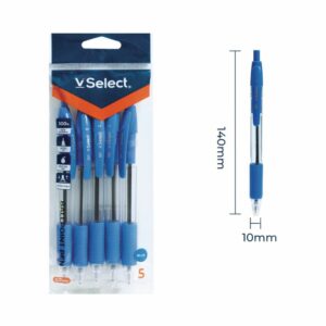 vselect ballpoint pen blue 0.7mm 5pcs