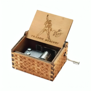 engraved wooden music box freddie mercury