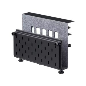 clamp on desk side organiser featuring pegboard