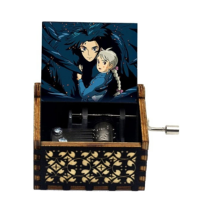 engraved wooden music box howl's moving castle style 3