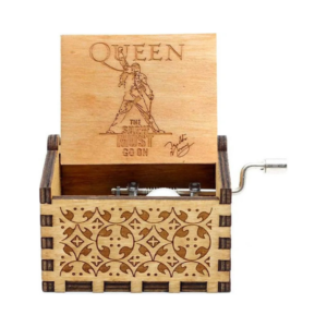 engraved wooden music box queen style 3