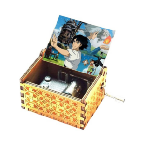 engraved wooden music box howl's moving castle