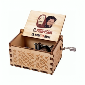 engraved wooden music box la casa de papel style 2
