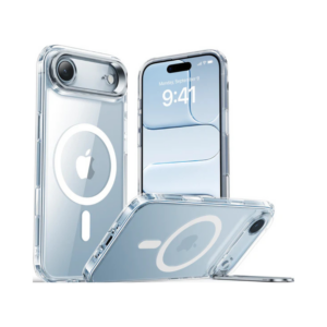 esr hybrid magnetic case (camera control, stash stand) for iphone air – clear