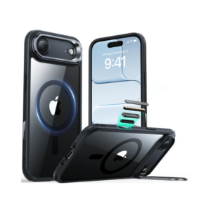 esr hybrid magnetic case (camera control, stash stand) for iphone air – clear