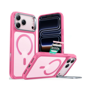 esr classic hybrid magnetic case (camera control, stash stand) iphone 17 pro – frosted pink
