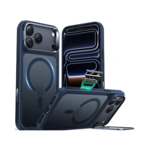 esr classic hybrid magnetic case (camera control, stash stand) iphone 17 pro max – frosted blue