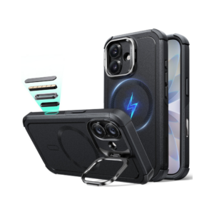 esr cyber tough magnetic case (camera control, stash stand) for iphone 17 – black