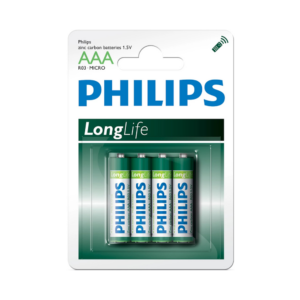 philips "extra zinc chloride" aaa x 4 battery pack