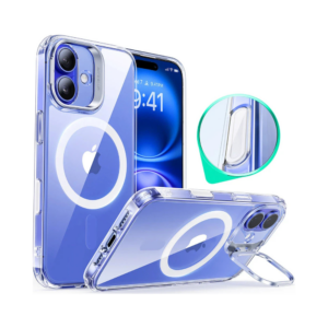 esr halolock classic hybrid case (camera control, stash stand) for iphone 16 clear