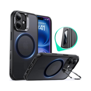 esr halolock classic hybrid case (camera control, stash stand) for iphone 16 frosted black