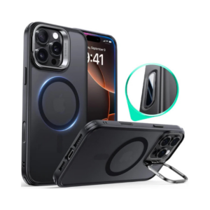 esr halolock classic hybrid case (camera control, stash stand) for iphone 16 pro max clear black (copy)