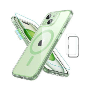 esr classic pro case (halolock) set for iphone 15 clear green
