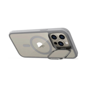 esr classic hybrid case with stash stand (halolock) for iphone 15 pro clear grey