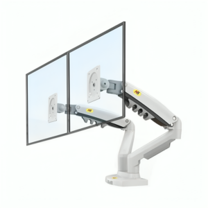 nb ergonomic f160 dual monitor desk mount white (17" 27")
