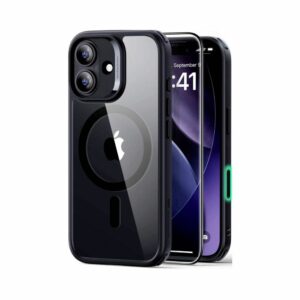 esr classic hybrid magnetic case + screen protector(camera control) clear black for iphone 17
