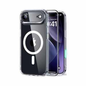 esr classic hybrid magnetic case + screen protector (camera control) set clear black for iphone 17 air